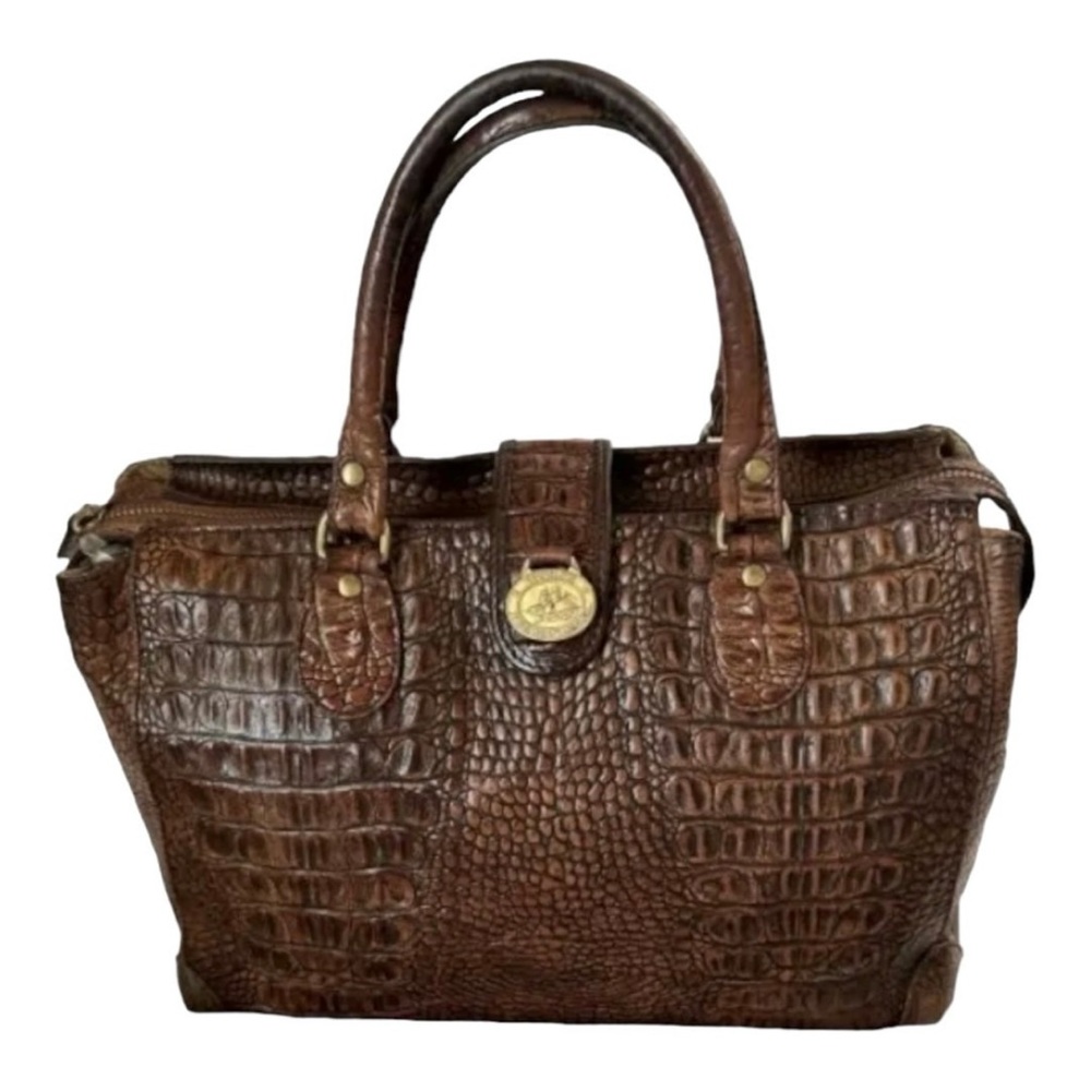 Brahmin Vintage Genuine Crocodile Brass Hardware Satchel Bag
